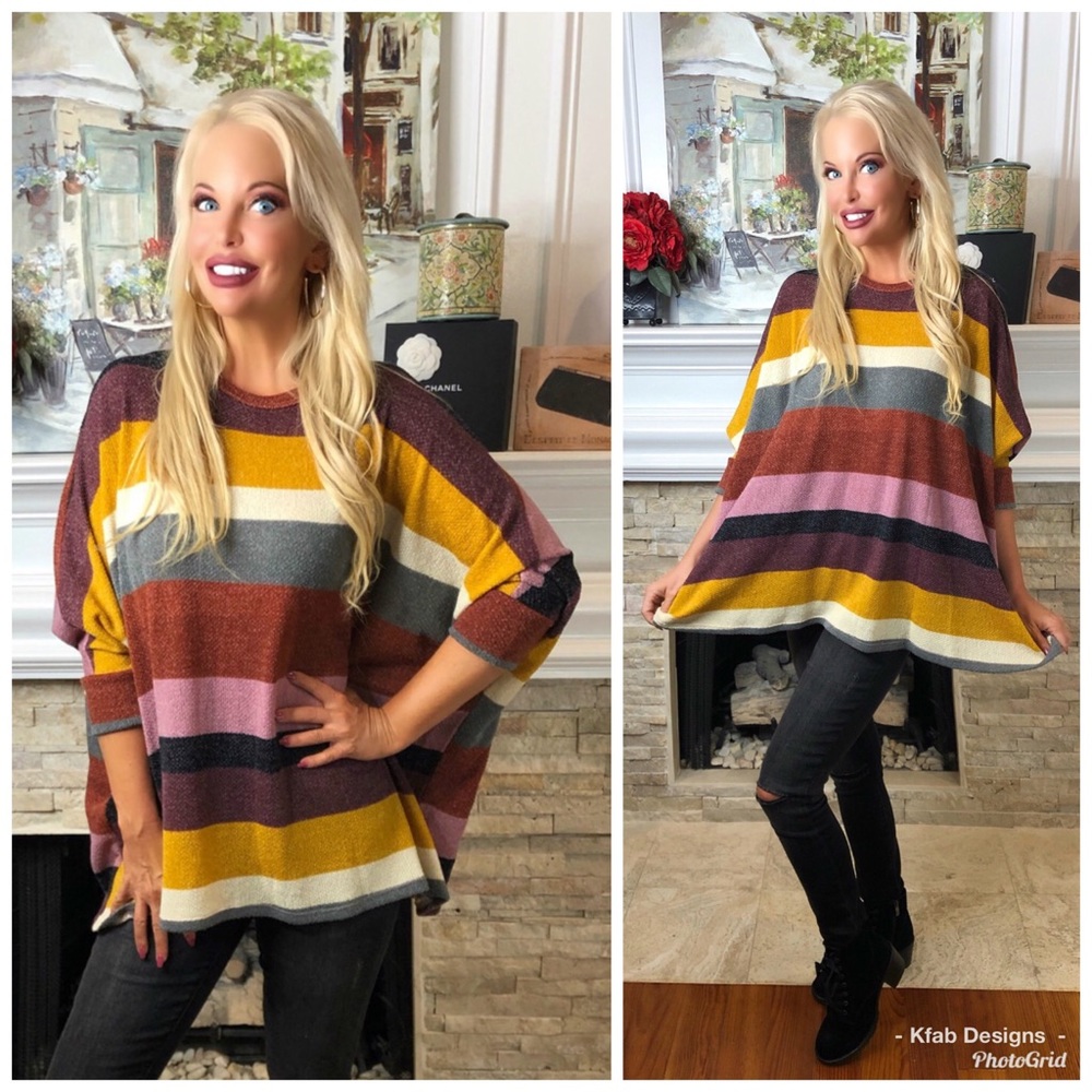 ❤️LAST 1! Brushed Fabric Multi Stripe Tunic! - Picture 5 of 8
